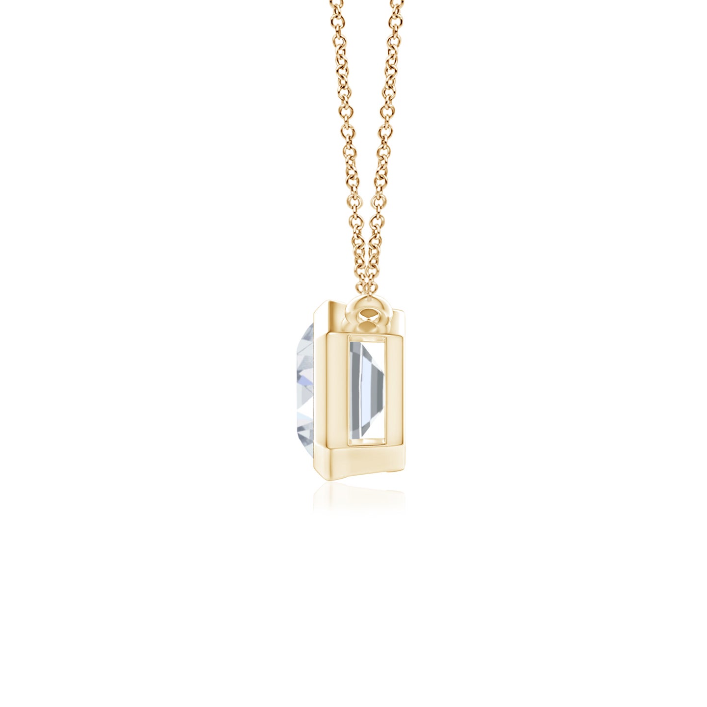 7x5mm FGVS Lab-Grown East-West Bezel-Set Emerald-Cut Diamond Pendant in Yellow Gold