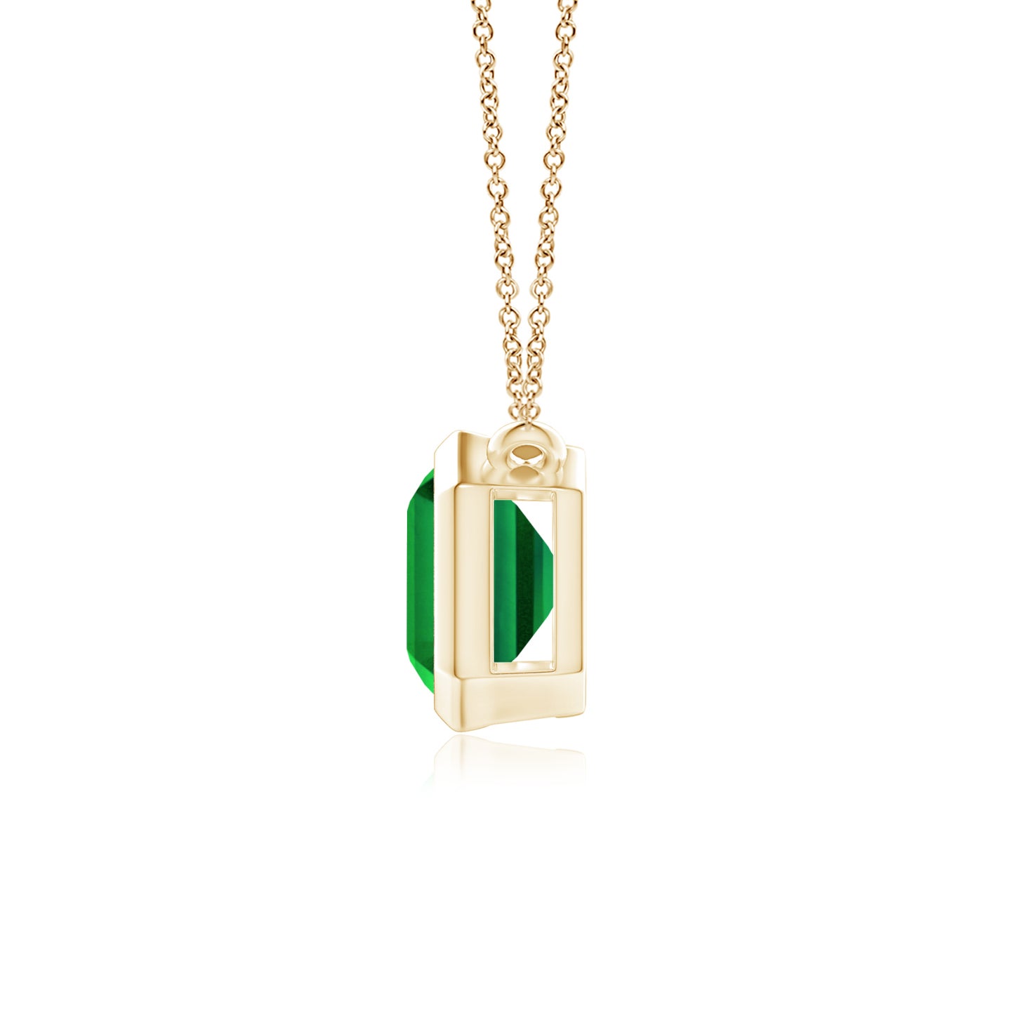9x7mm Labgrown Lab-Grown East-West Bezel-Set Emerald-Cut Emerald Pendant in Yellow Gold