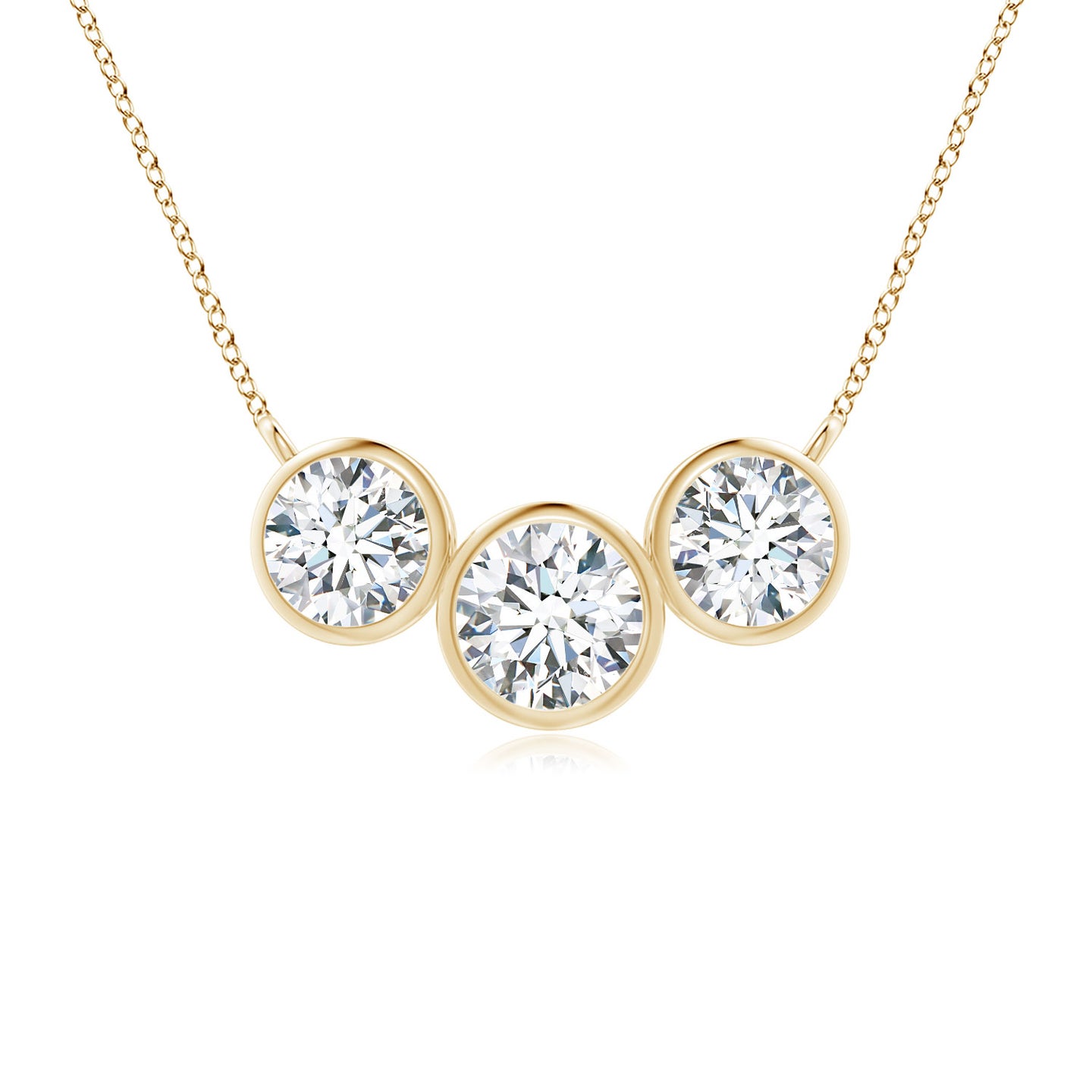 4.7mm FGVS Lab-Grown Three Stone Bezel-Set Round Diamond Pendant in Yellow Gold