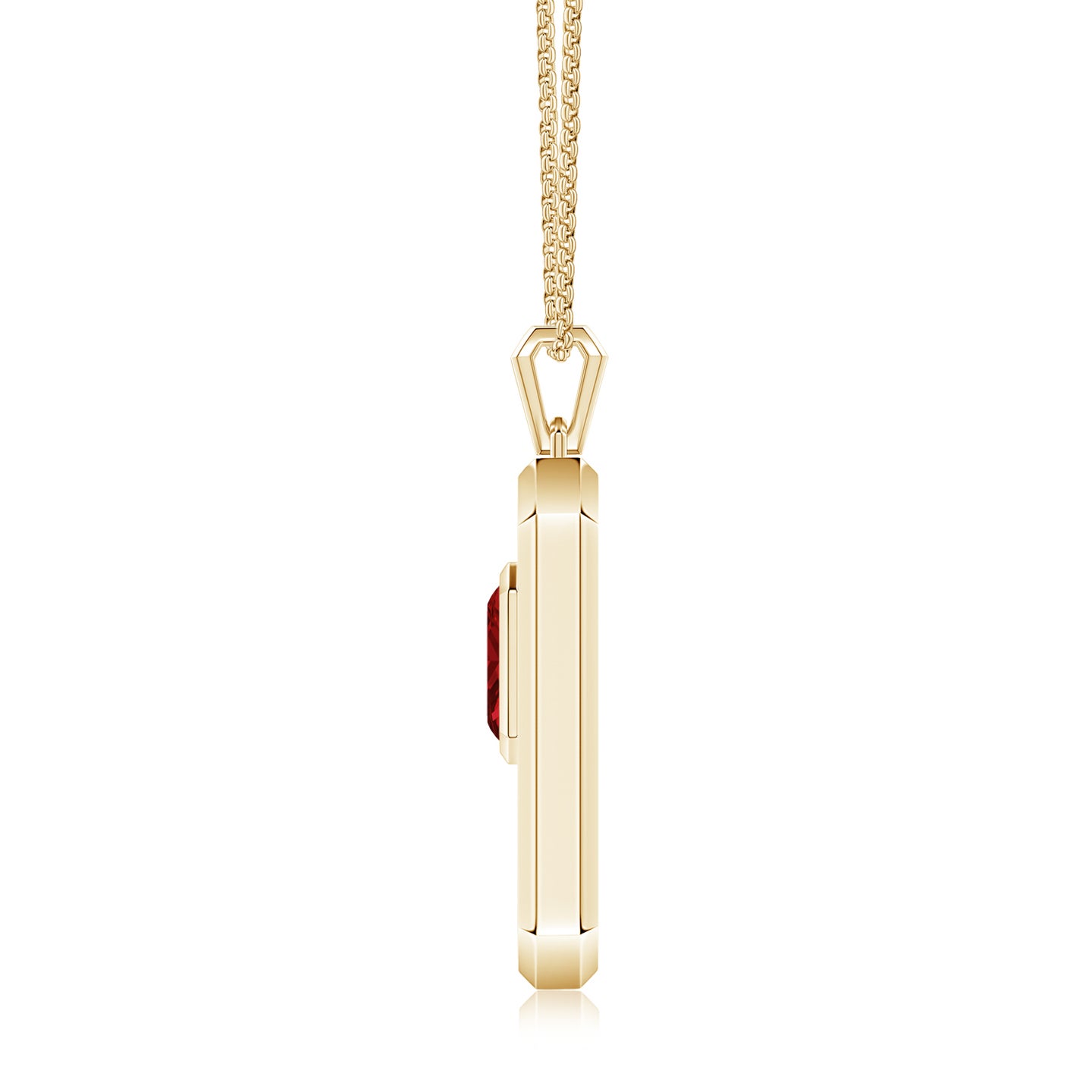 Emerald-Cut Lab-Grown Ruby Men's Elongated Octagon Tag Pendant