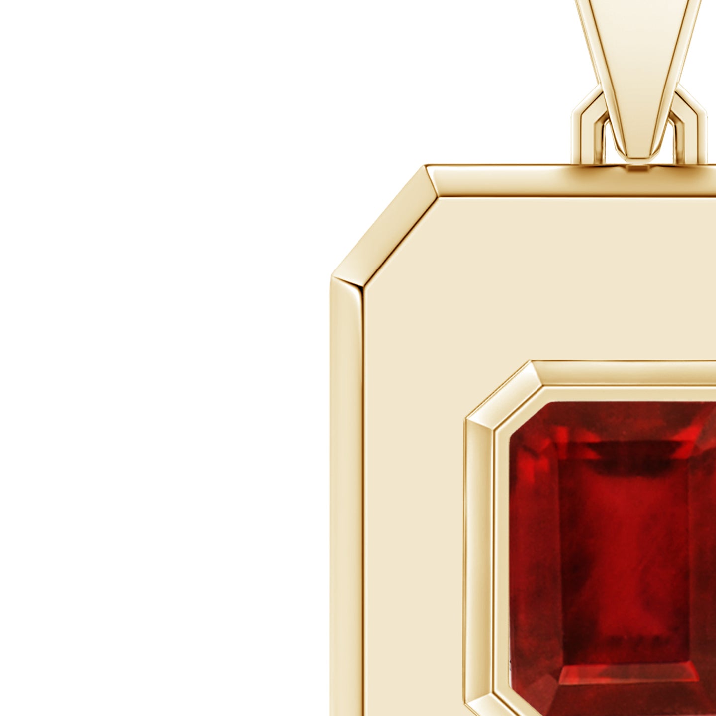 Emerald-Cut Lab-Grown Ruby Men's Elongated Octagon Tag Pendant