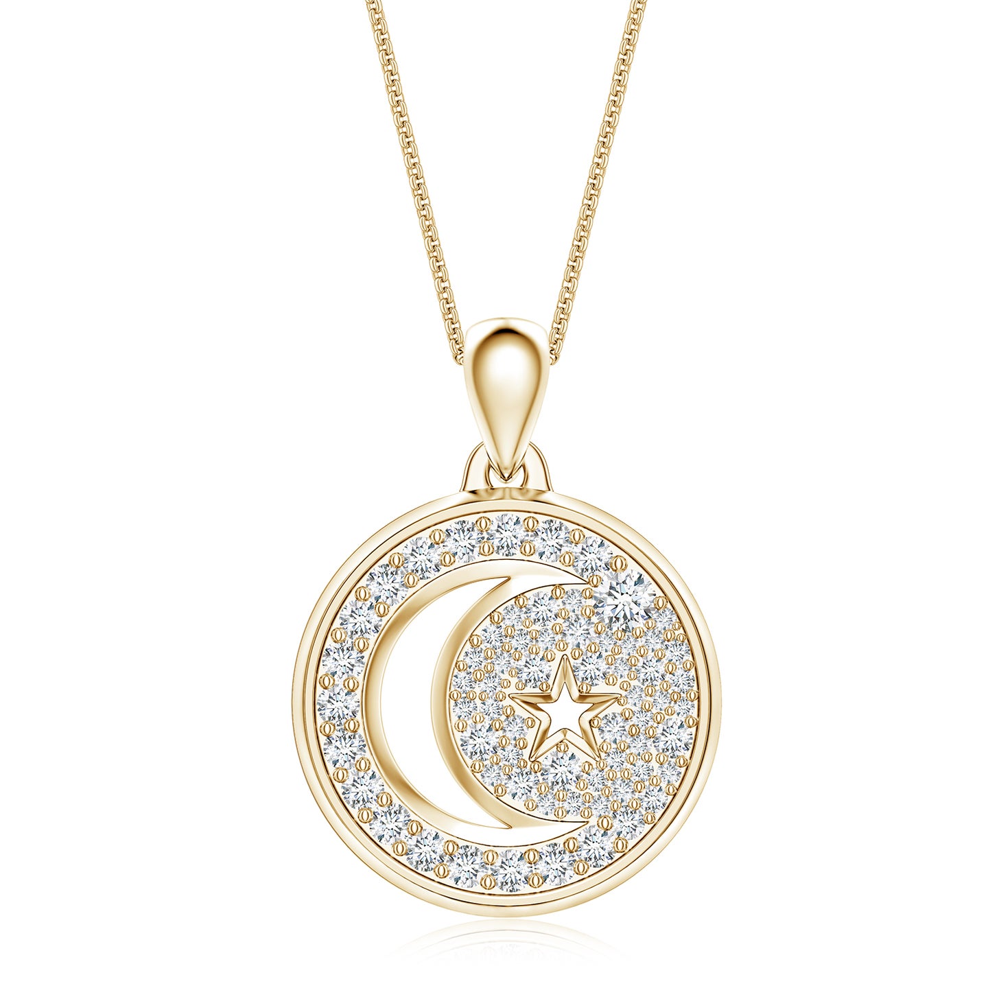 Pave-Set Lab-Grown Diamond Men’s Crescent Moon and Star Pendant ...