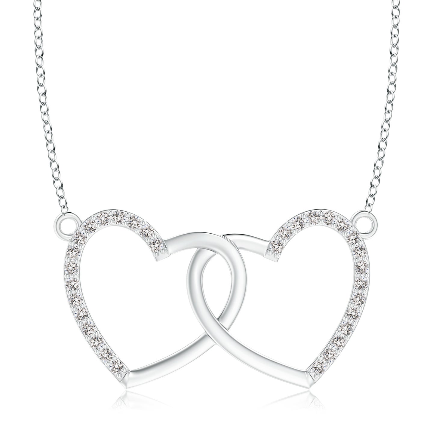 Interlocking Natural Diamond Twin Heart Necklace