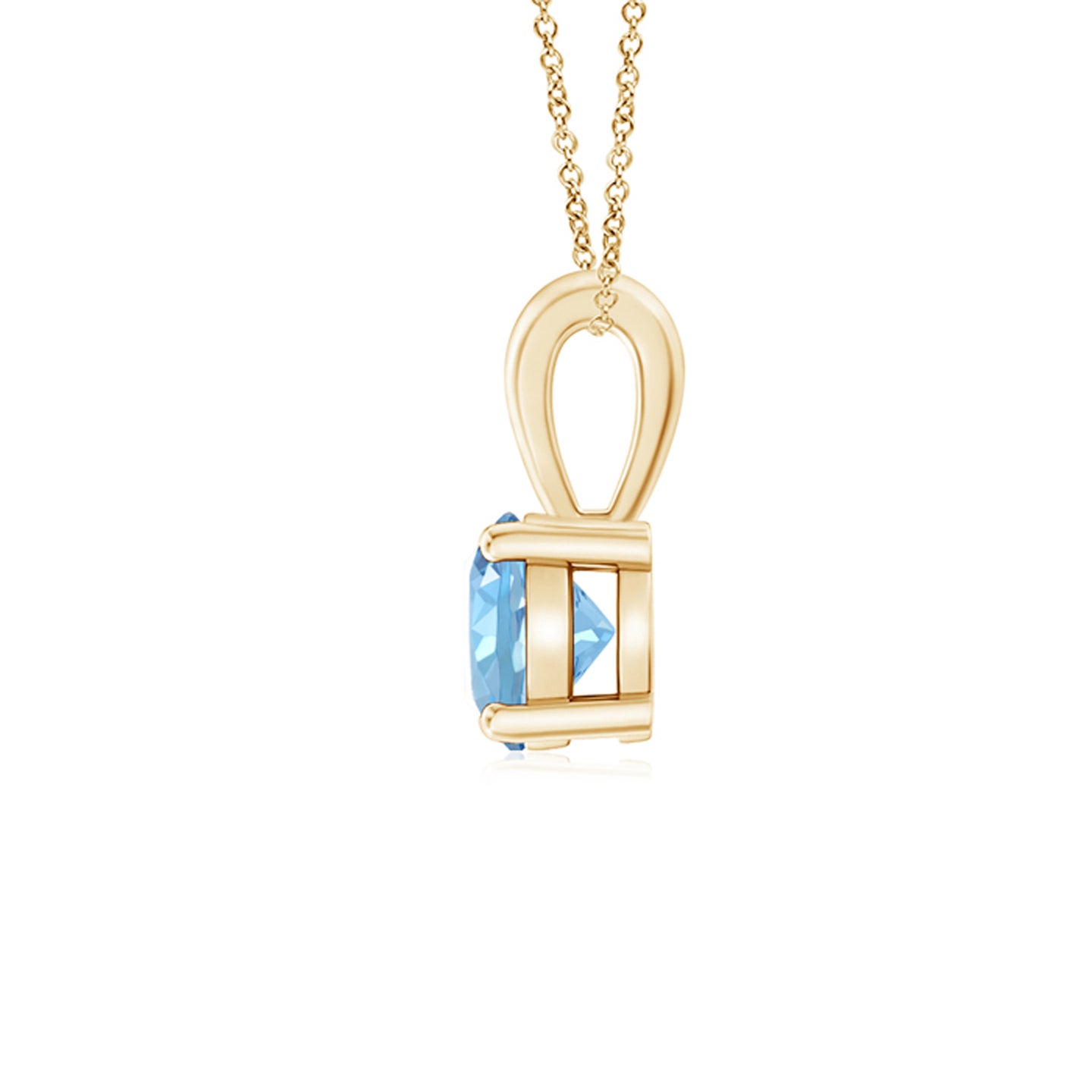 5mm AAAA Classic Round Aquamarine Solitaire Pendant in Yellow Gold