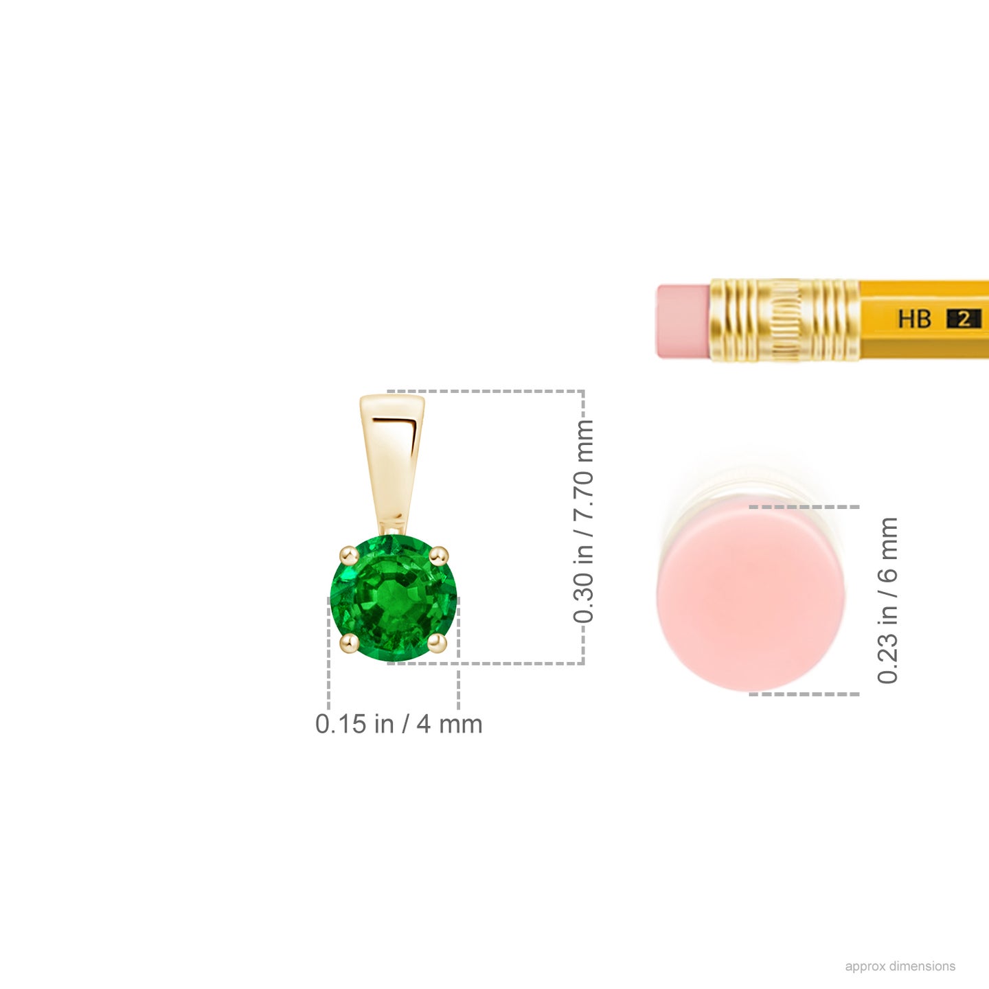 4mm AAAA Classic Round Emerald Solitaire Pendant in Yellow Gold 4mm AAAA Classic Round Emerald Solitaire Pendant in Yellow Gold