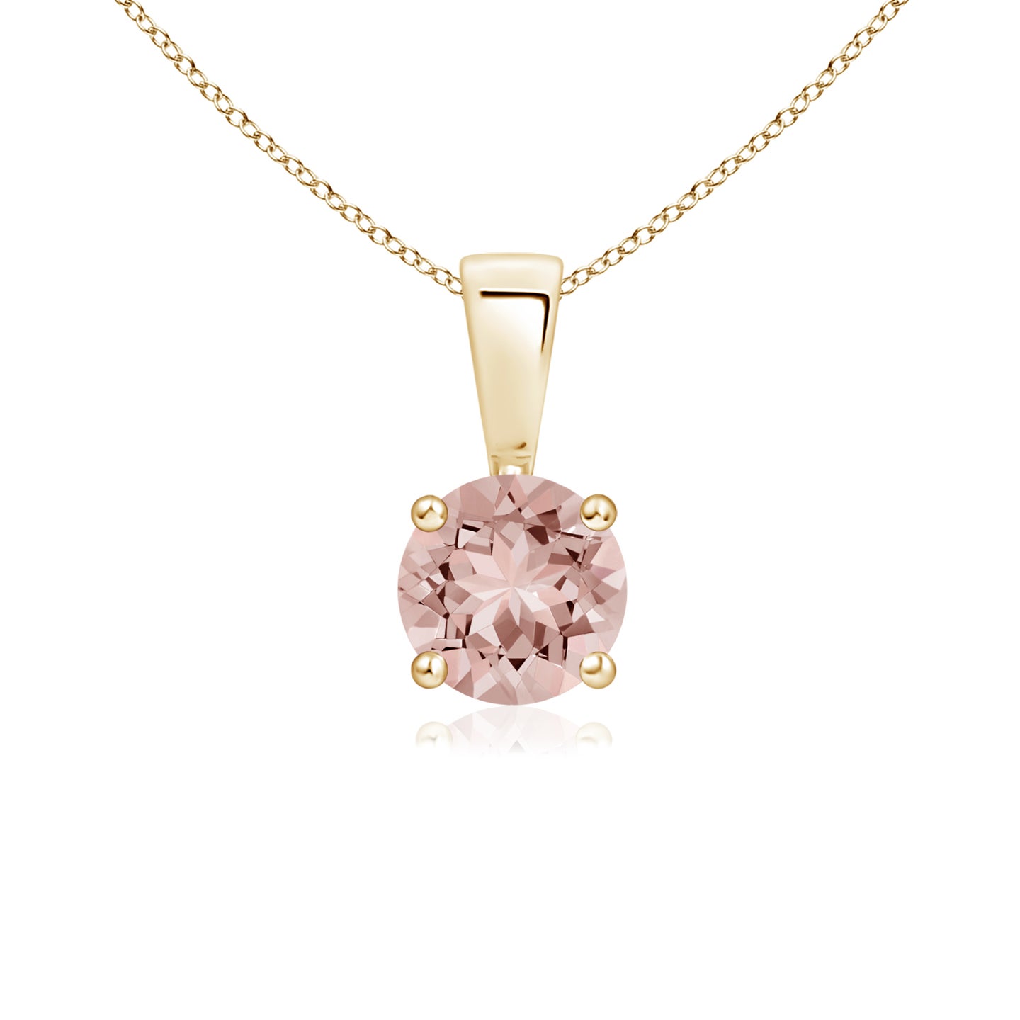 5mm AAAA Classic Round Morganite Solitaire Pendant in Yellow Gold 5mm AAAA Classic Round Morganite Solitaire Pendant in Yellow Gold