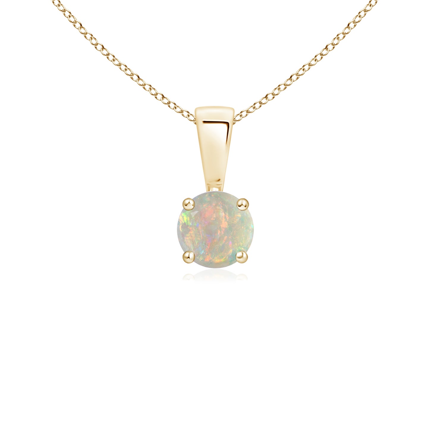 4mm AAAA Classic Round Opal Solitaire Pendant in Yellow Gold