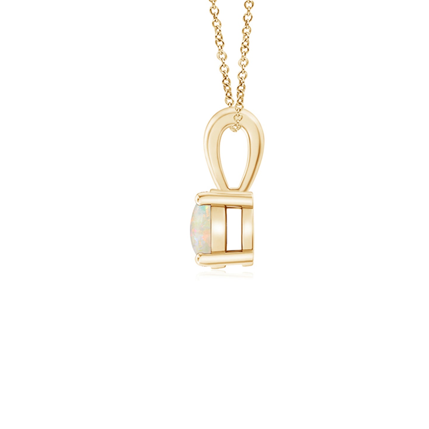 4mm AAAA Classic Round Opal Solitaire Pendant in Yellow Gold