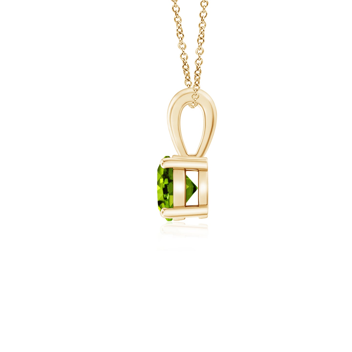 4mm AAAA Classic Round Peridot Solitaire Pendant in Yellow Gold 4mm AAAA Classic Round Peridot Solitaire Pendant in Yellow Gold