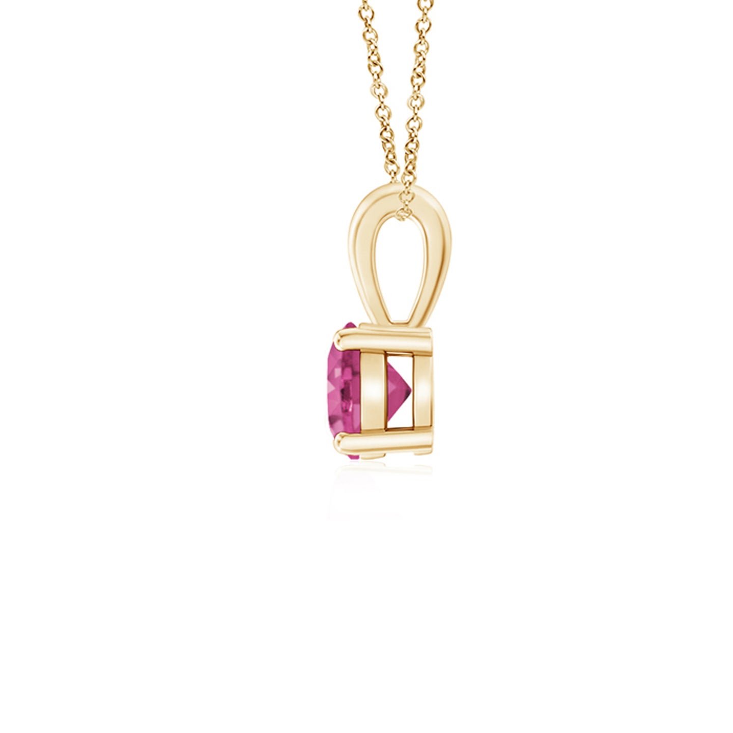 4mm AAAA Classic Round Pink Sapphire Solitaire Pendant in Yellow Gold