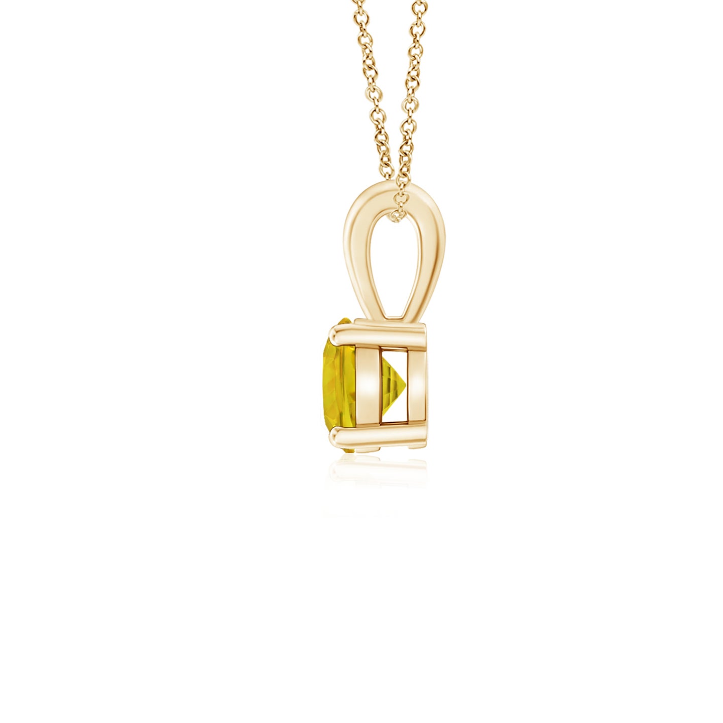 4mm AAAA Classic Round Yellow Sapphire Solitaire Pendant in Yellow Gold
