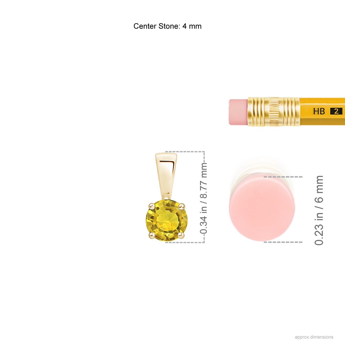 4mm AAAA Classic Round Yellow Sapphire Solitaire Pendant in Yellow Gold