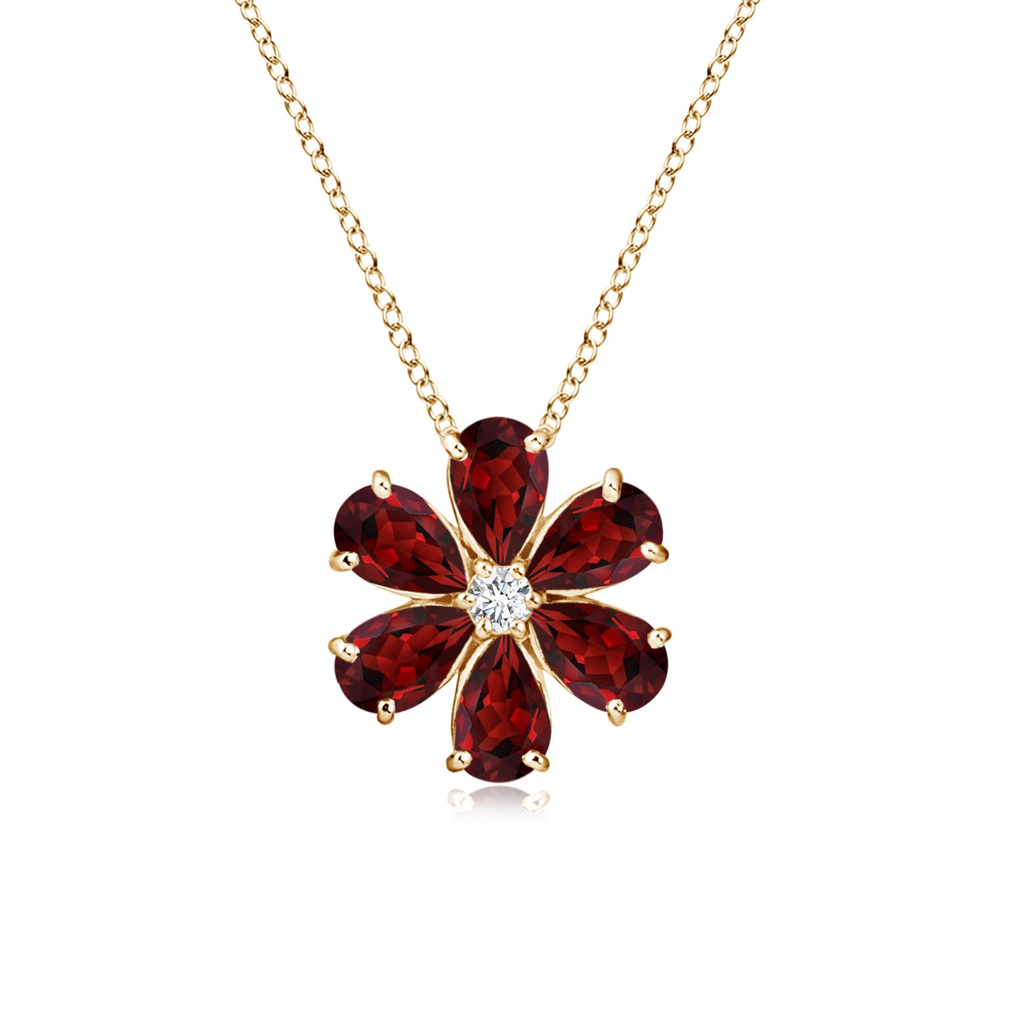 Garnet Flower Cluster Pendant with Diamond