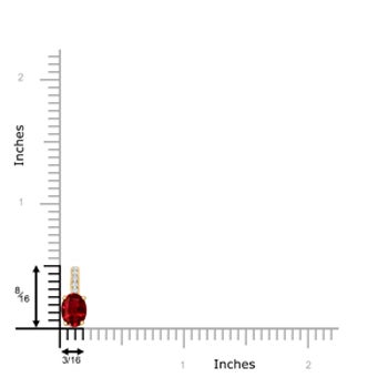 6x4mm AAAA Oval Ruby Solitaire Pendant with Diamond Bale in Yellow Gold