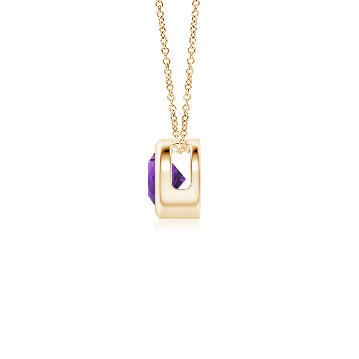 4mm AAAA Bezel-Set Round Amethyst Solitaire Pendant in Yellow Gold