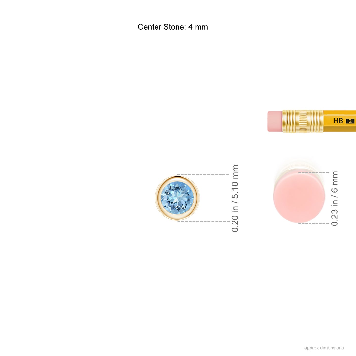 4mm AAAA Bezel-Set Round Aquamarine Solitaire Pendant in Yellow Gold