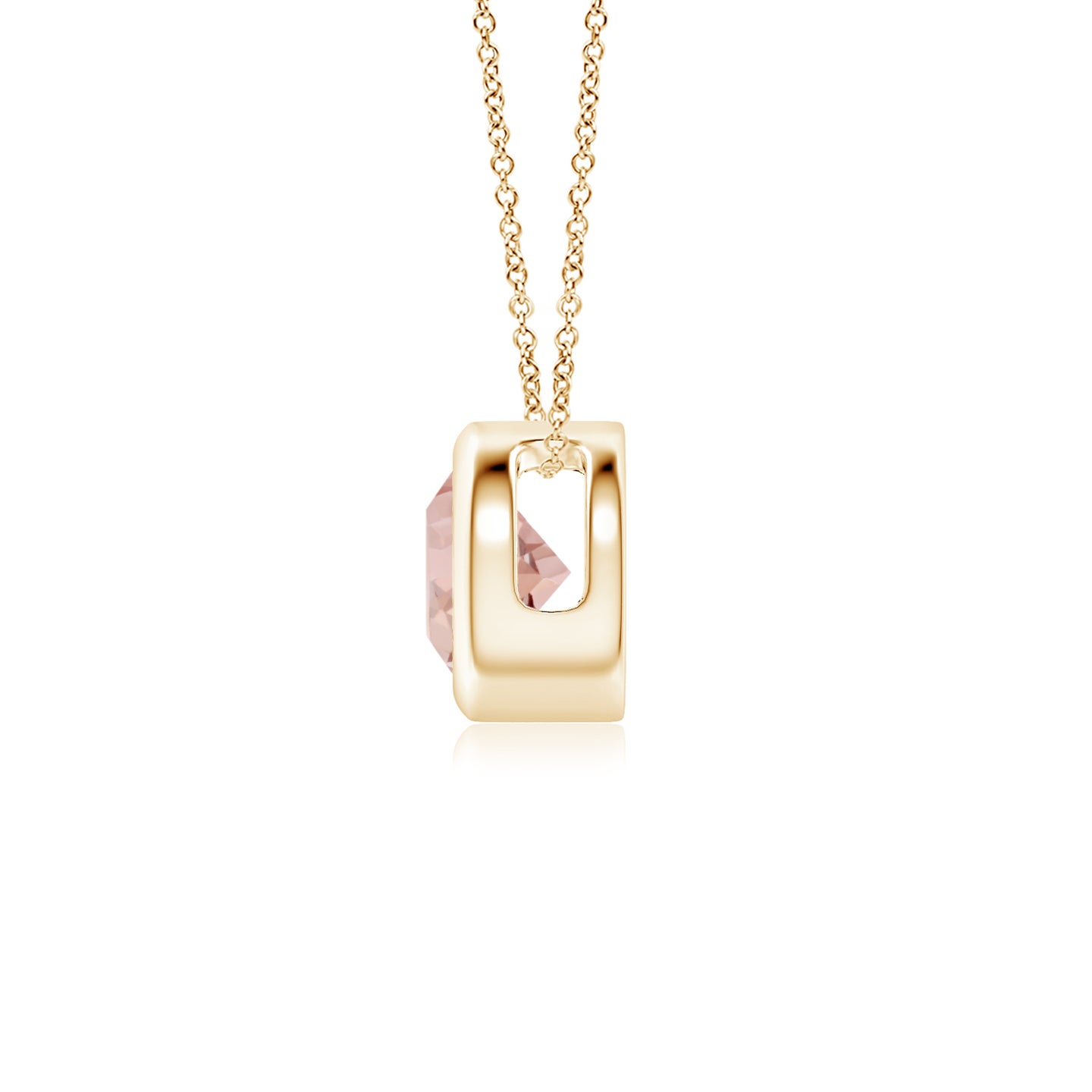 5mm AAAA Bezel-Set Round Morganite Solitaire Pendant in Yellow Gold 5mm AAAA Bezel-Set Round Morganite Solitaire Pendant in Yellow Gold