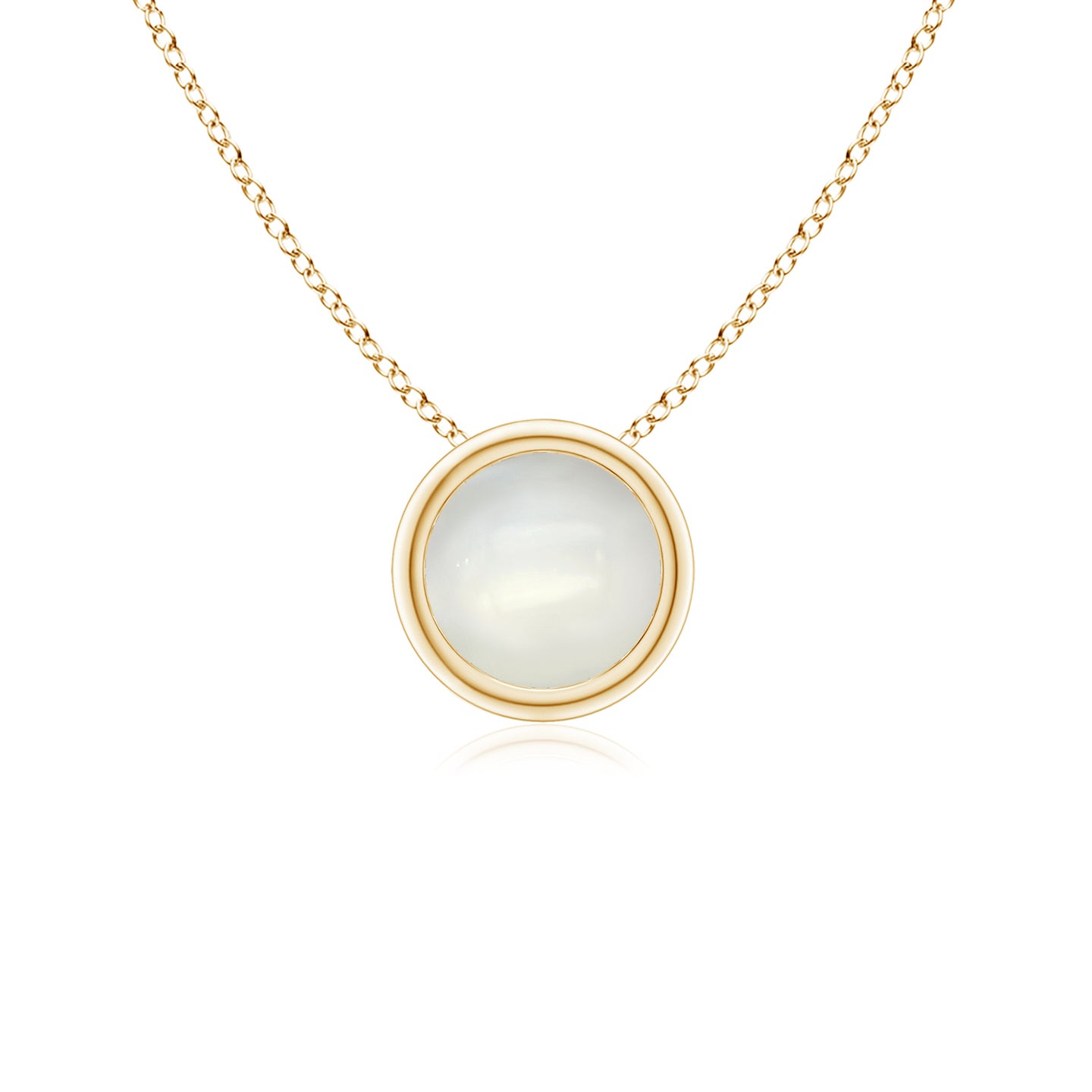 5mm AAAA Bezel-Set Round Moonstone Solitaire Pendant in Yellow Gold
