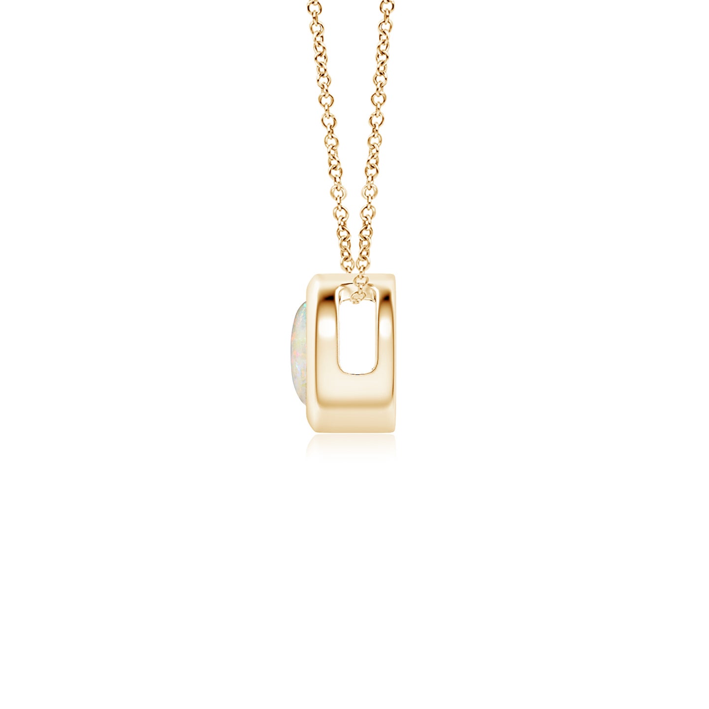 4mm AAAA Bezel-Set Round Opal Solitaire Pendant in Yellow Gold