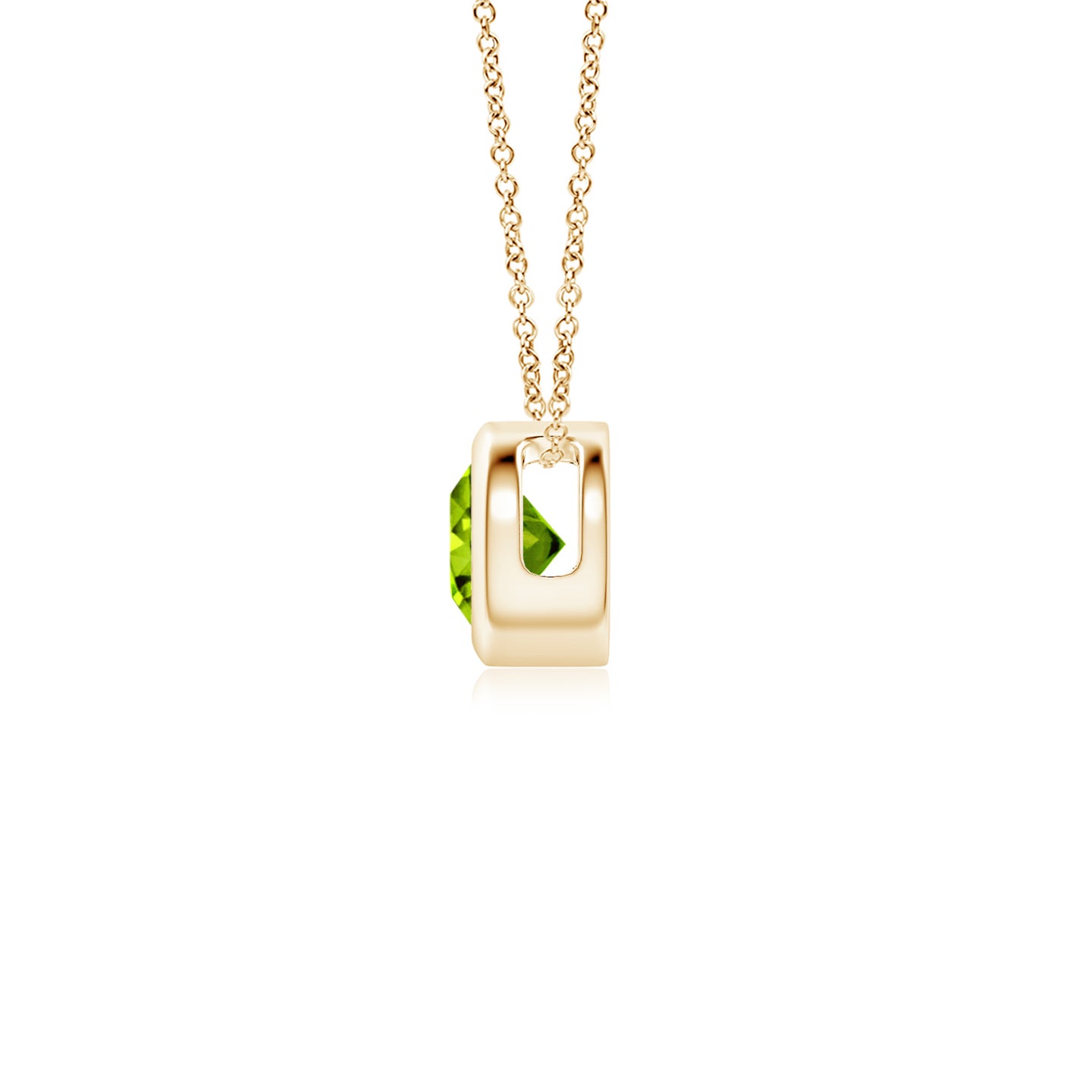 4mm AAAA Bezel-Set Round Peridot Solitaire Pendant in Yellow Gold 4mm AAAA Bezel-Set Round Peridot Solitaire Pendant in Yellow Gold