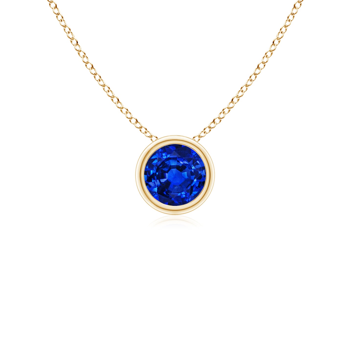4mm AAAA Bezel-Set Round Blue Sapphire Solitaire Pendant in Yellow Gold 4mm AAAA Bezel-Set Round Blue Sapphire Solitaire Pendant in Yellow Gold