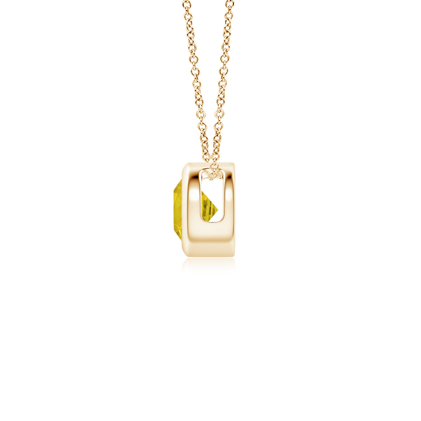 4mm AAAA Bezel-Set Round Yellow Sapphire Solitaire Pendant in Yellow Gold