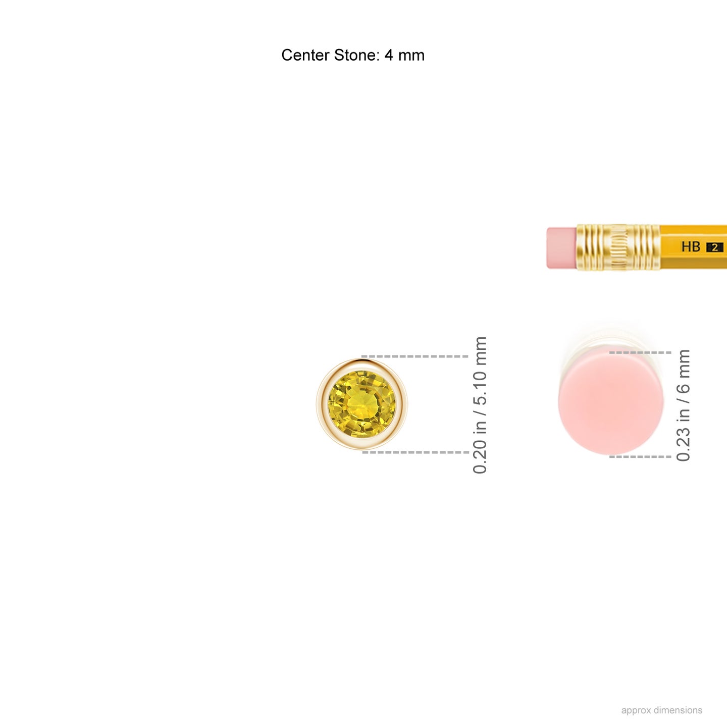 4mm AAAA Bezel-Set Round Yellow Sapphire Solitaire Pendant in Yellow Gold