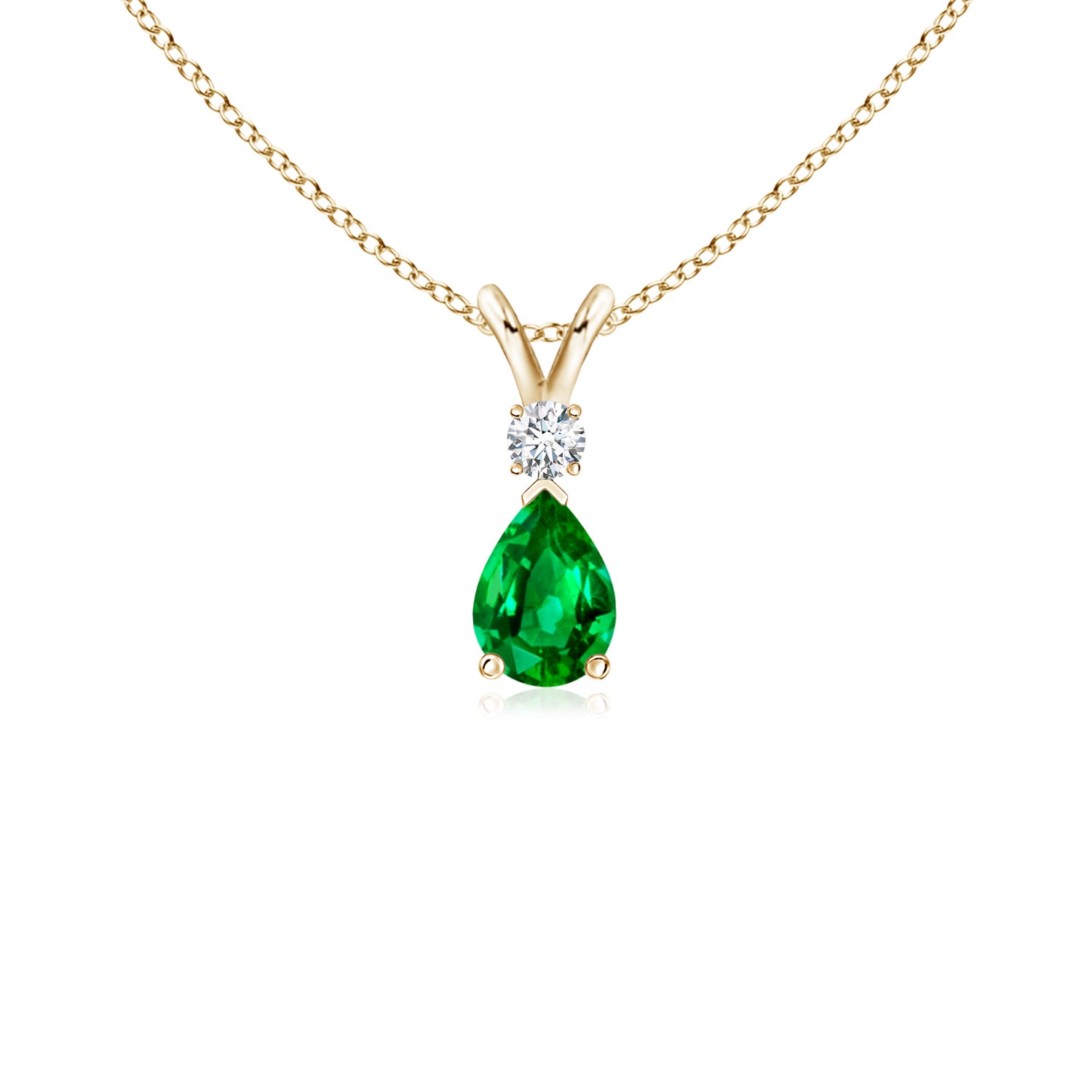 Emerald Teardrop Pendant with Diamond