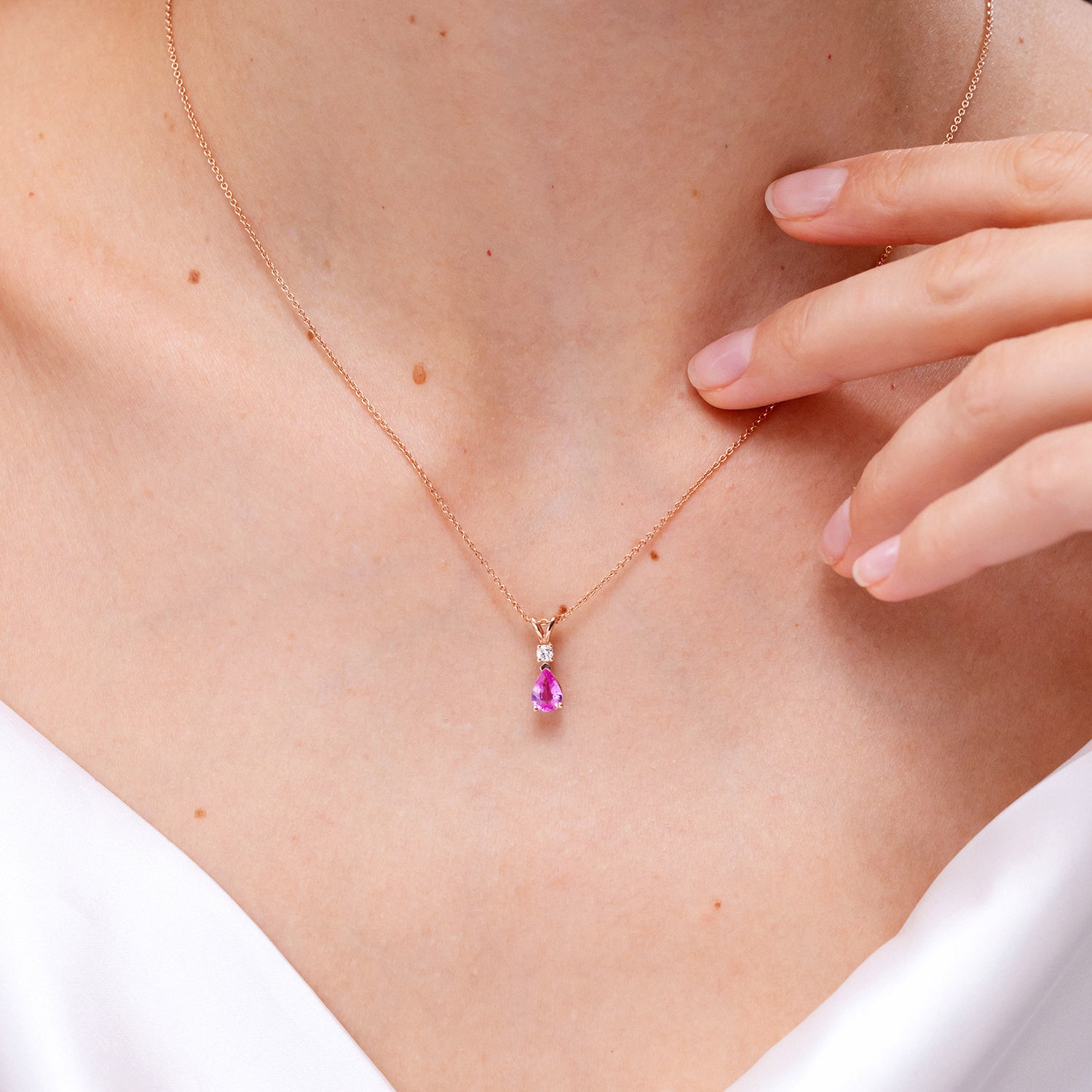 アクセサリー PETORA PENDANT PINK GOLD 14K Rose Gold Pink Opal Pendant Princess Solitaire| P10208