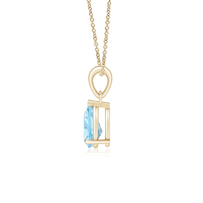8x6mm AAAA Pear-Shaped Aquamarine Solitaire Pendant in Yellow Gold