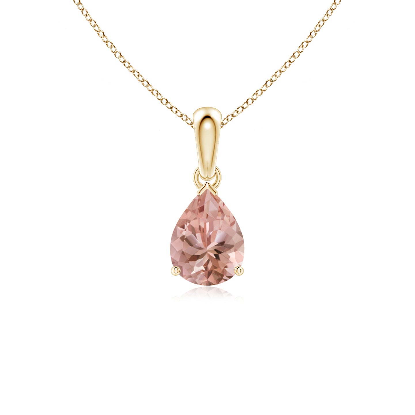 8x6mm AAAA Pear-Shaped Morganite Solitaire Pendant in Yellow Gold 8x6mm AAAA Pear-Shaped Morganite Solitaire Pendant in Yellow Gold