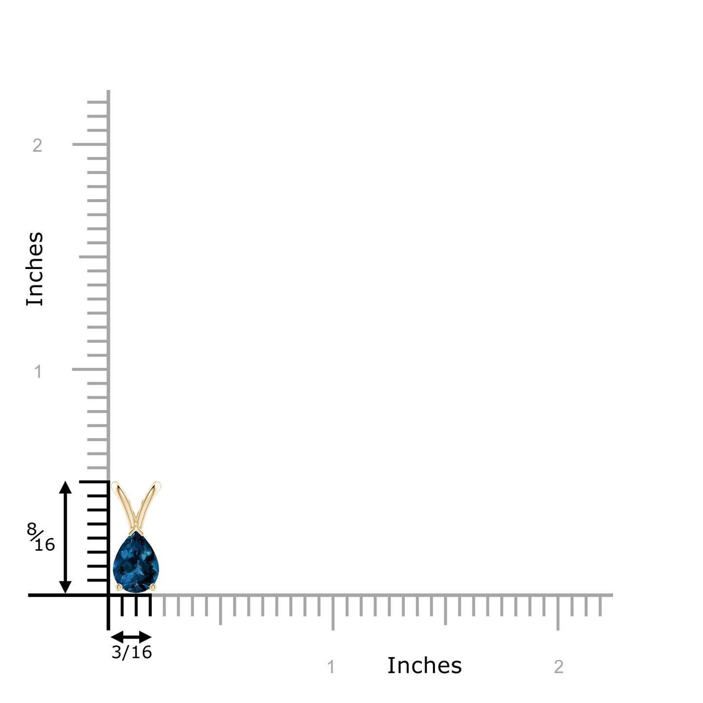 7x5mm AAAA V-Bale Pear-Shaped London Blue Topaz Solitaire Pendant in Yellow Gold