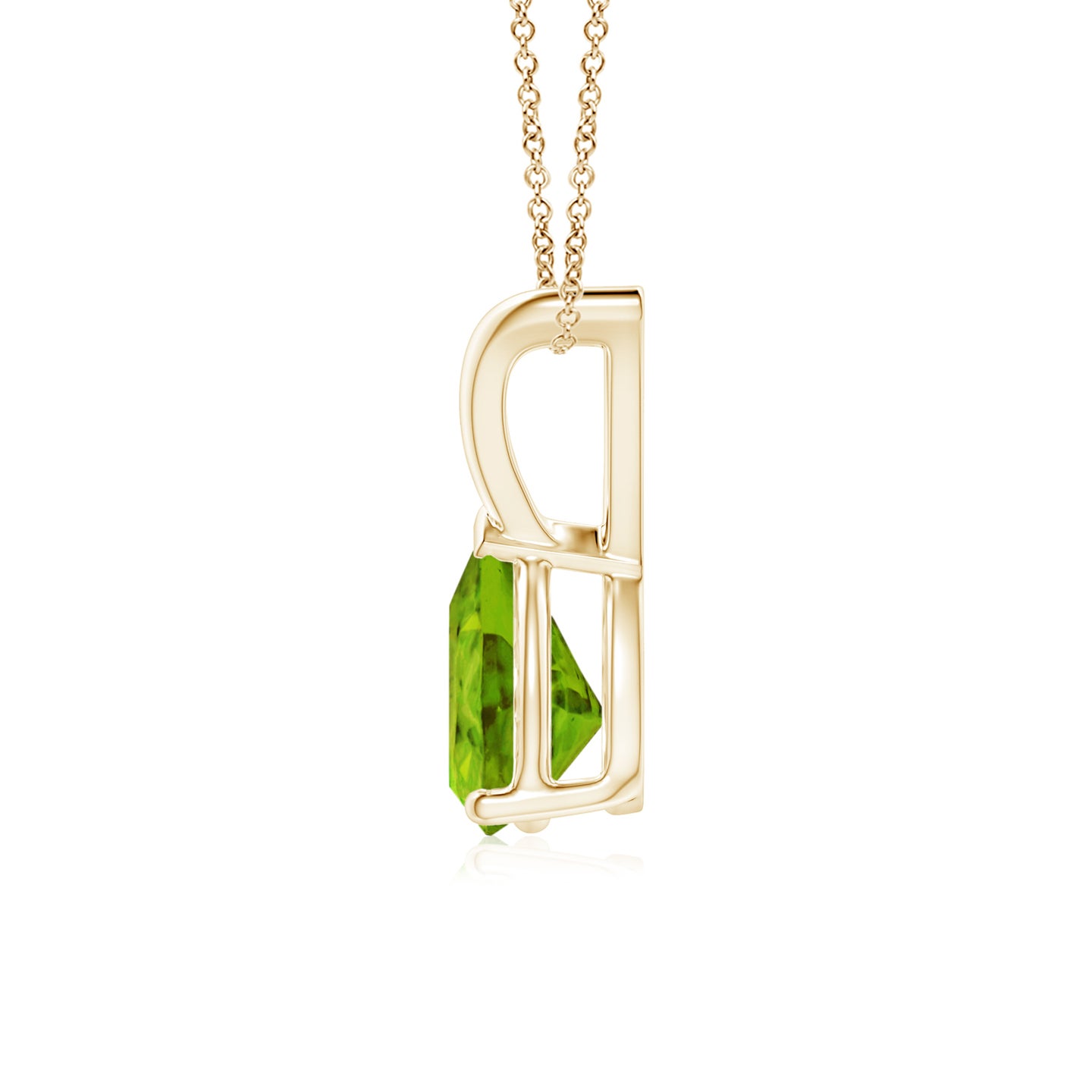 7x5mm AAAA V-Bale Pear-Shaped Peridot Solitaire Pendant in Yellow Gold 7x5mm AAAA V-Bale Pear-Shaped Peridot Solitaire Pendant in Yellow Gold