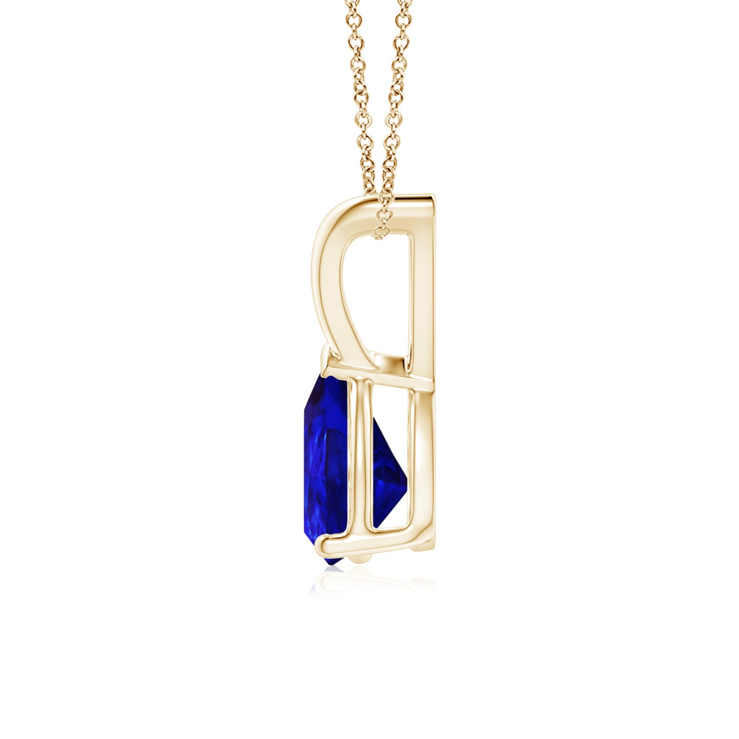 7x5mm AAAA V-Bale Pear-Shaped Tanzanite Solitaire Pendant in Yellow Gold