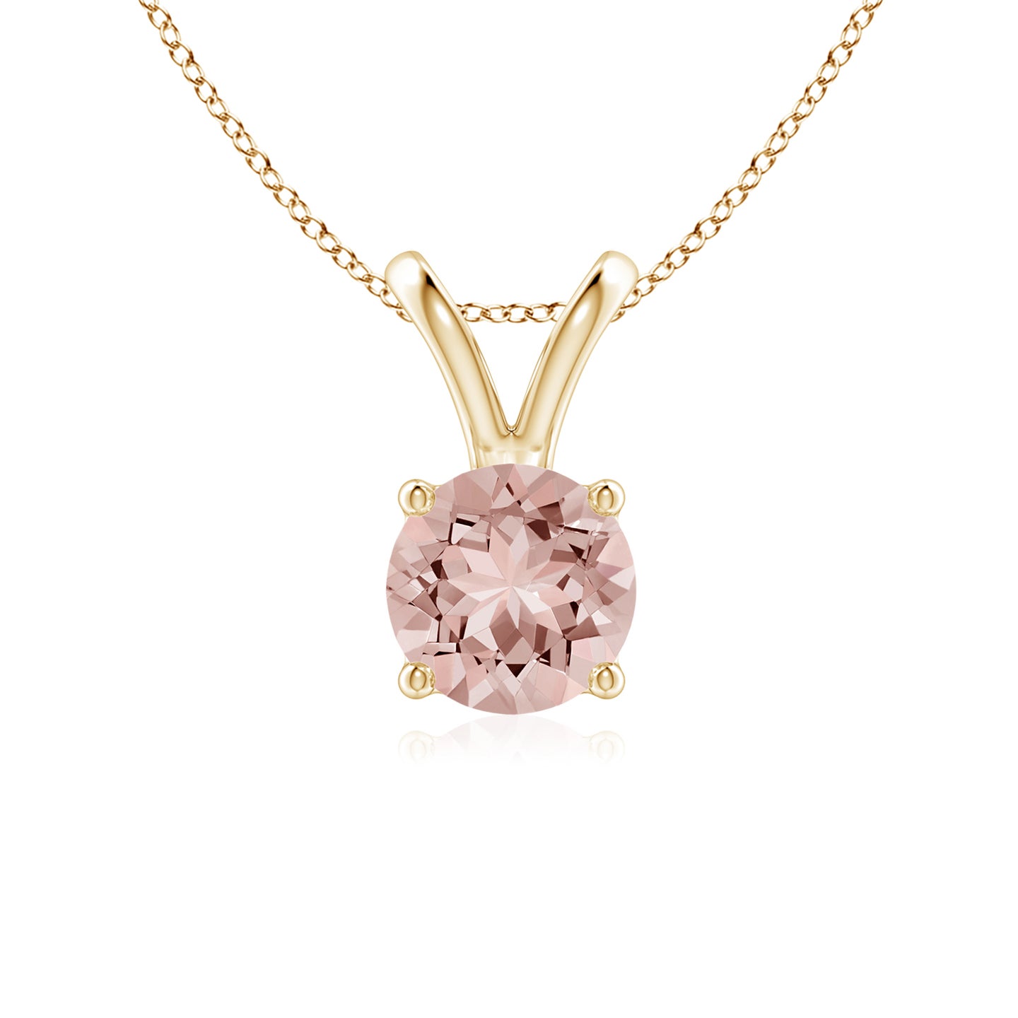 6mm AAAA V-Bale Round Morganite Solitaire Pendant in Yellow Gold 6mm AAAA V-Bale Round Morganite Solitaire Pendant in Yellow Gold