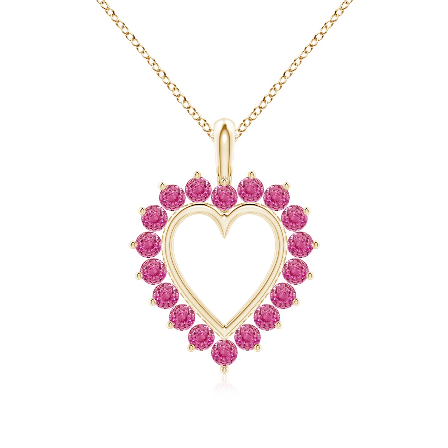 Pink Sapphire Open Heart V-Bale Pendant
