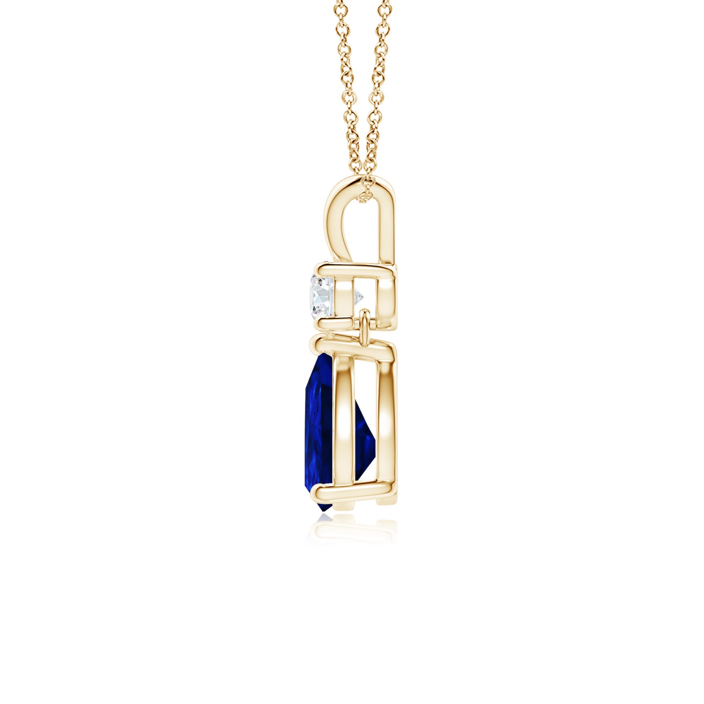 7x5mm AAAA Pear-Shaped Sapphire V-Bale Pendant in Yellow Gold