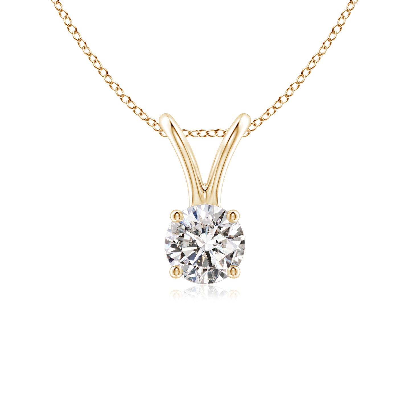 4.1mm IJI1I2 Round Diamond Solitaire V-Bale Pendant in Yellow Gold 4.1mm IJI1I2 Round Diamond Solitaire V-Bale Pendant in Yellow Gold