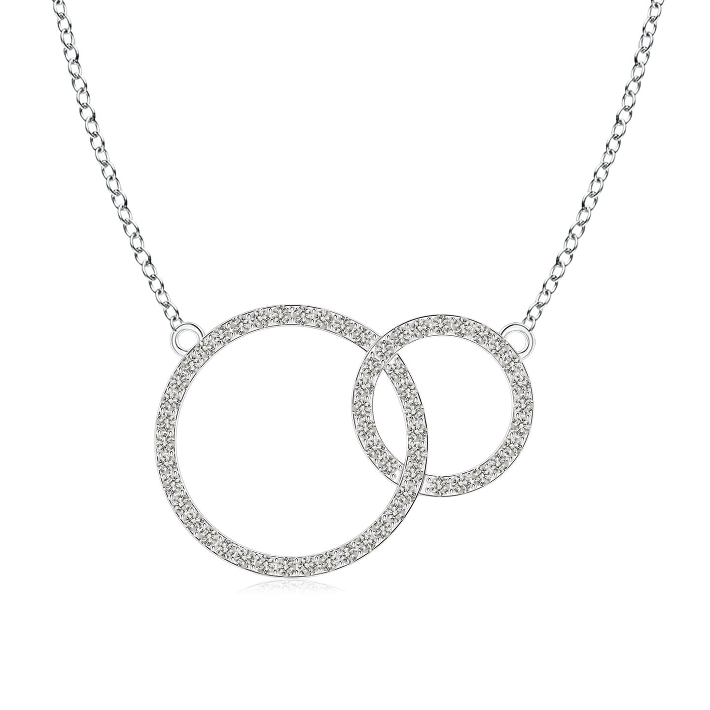 1mm KI3 Diamond Encrusted Interlocking Circle Necklace in Silver