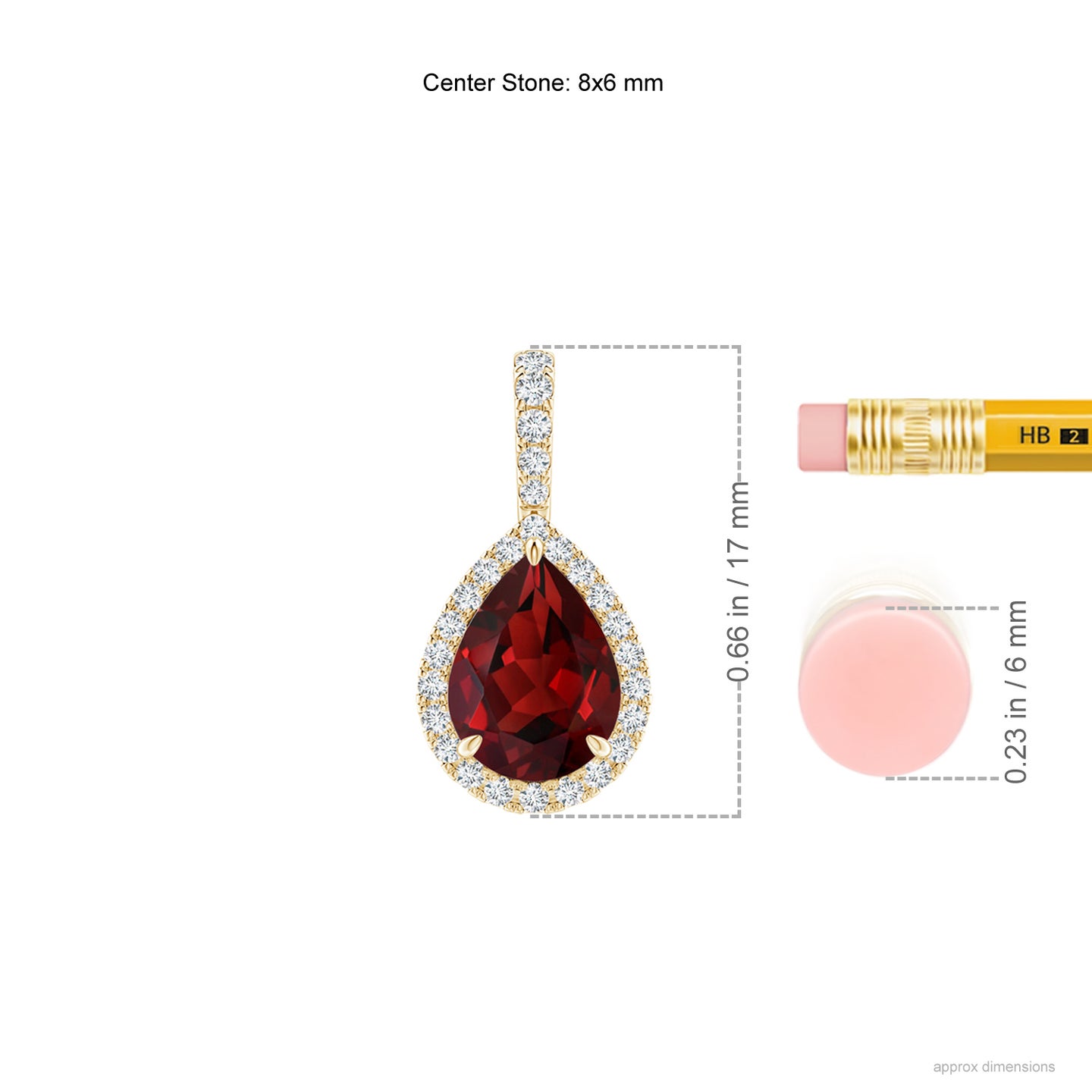 8x6mm AAAA Garnet Teardrop Pendant with Diamond Halo in Yellow Gold 8x6mm AAAA Garnet Teardrop Pendant with Diamond Halo in Yellow Gold
