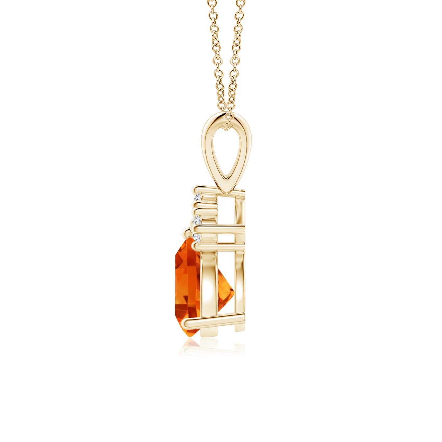 6mm AAAA Trillion Citrine Solitaire Pendant with Trio Diamonds in Yellow Gold 6mm AAAA Trillion Citrine Solitaire Pendant with Trio Diamonds in Yellow Gold