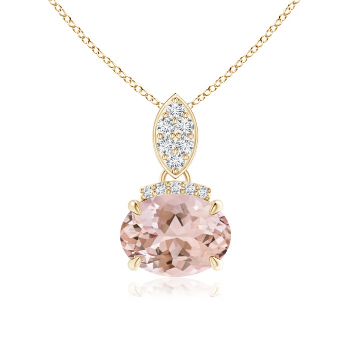 8x6mm AAAA East-West Morganite Pendant with Diamond Bale in Yellow Gold 8x6mm AAAA East-West Morganite Pendant with Diamond Bale in Yellow Gold