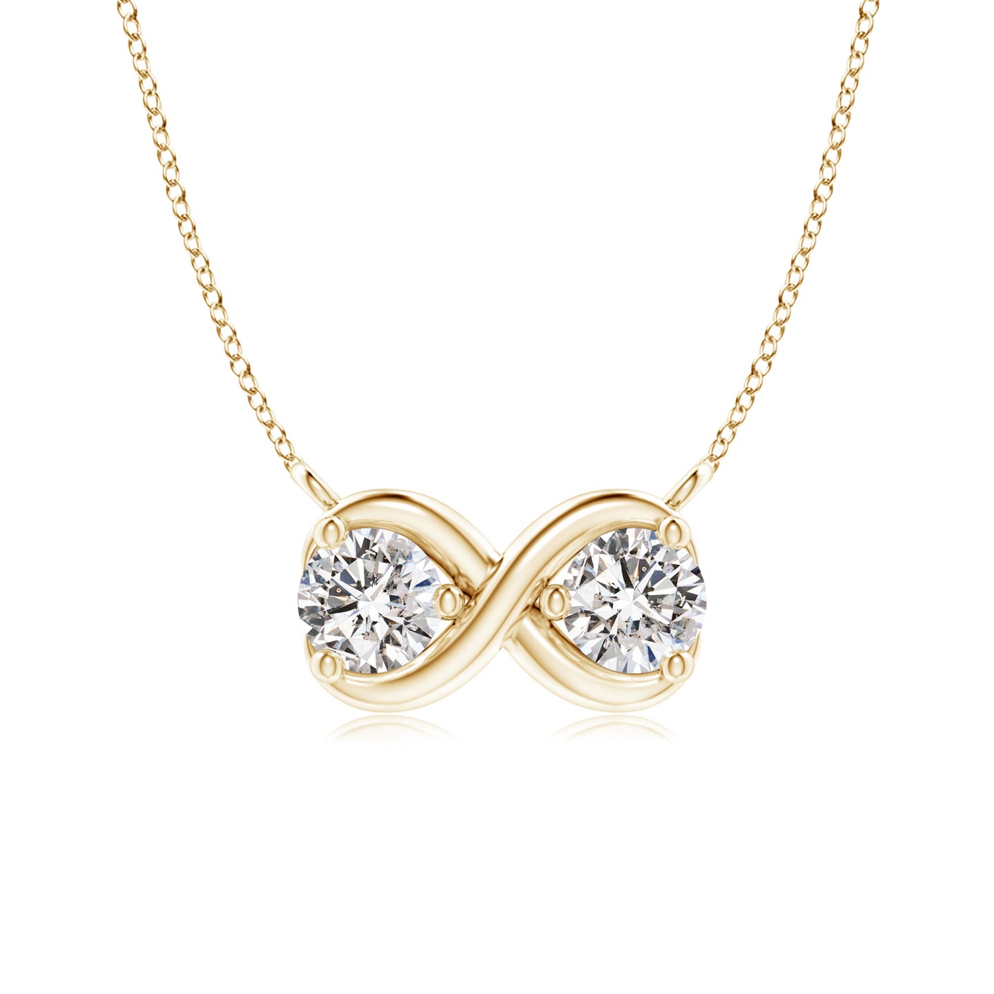 3.2mm IJI1I2 Double Diamond Infinity Pendant Necklace in Yellow Gold