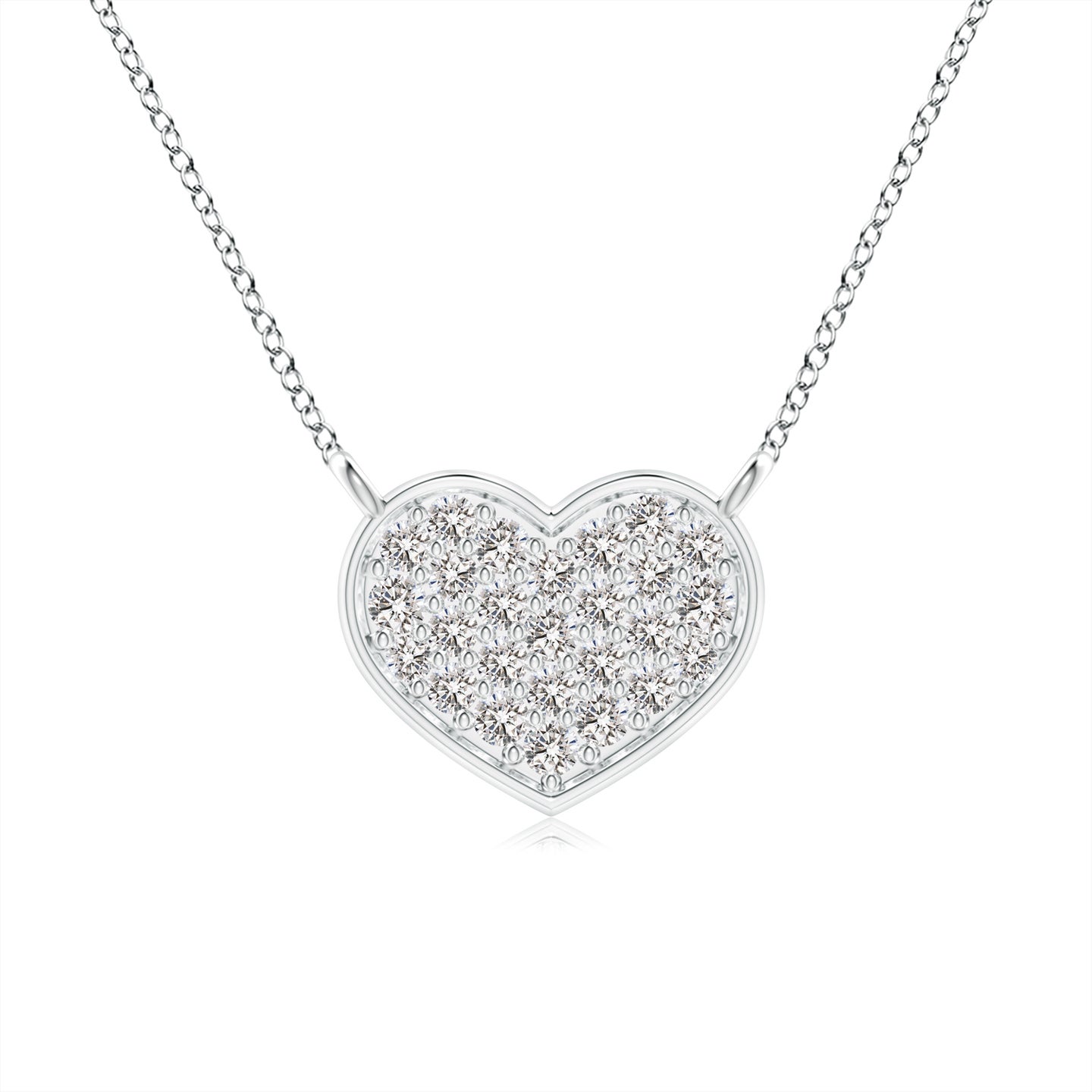 1.2mm IJI1I2 Diamond Cluster Heart Pendant Necklace in Silver