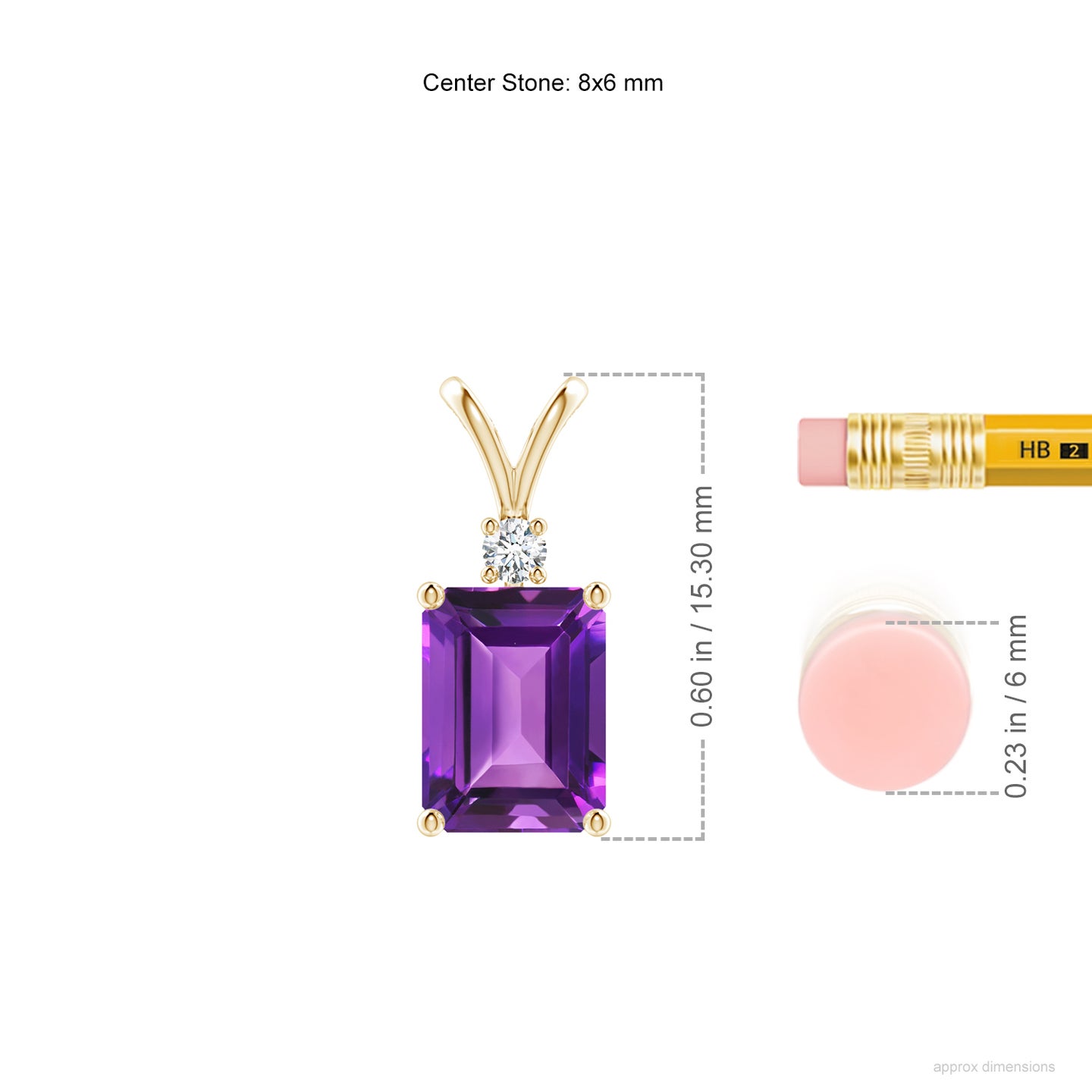 Emerald-Cut Amethyst Solitaire Pendant with Diamond