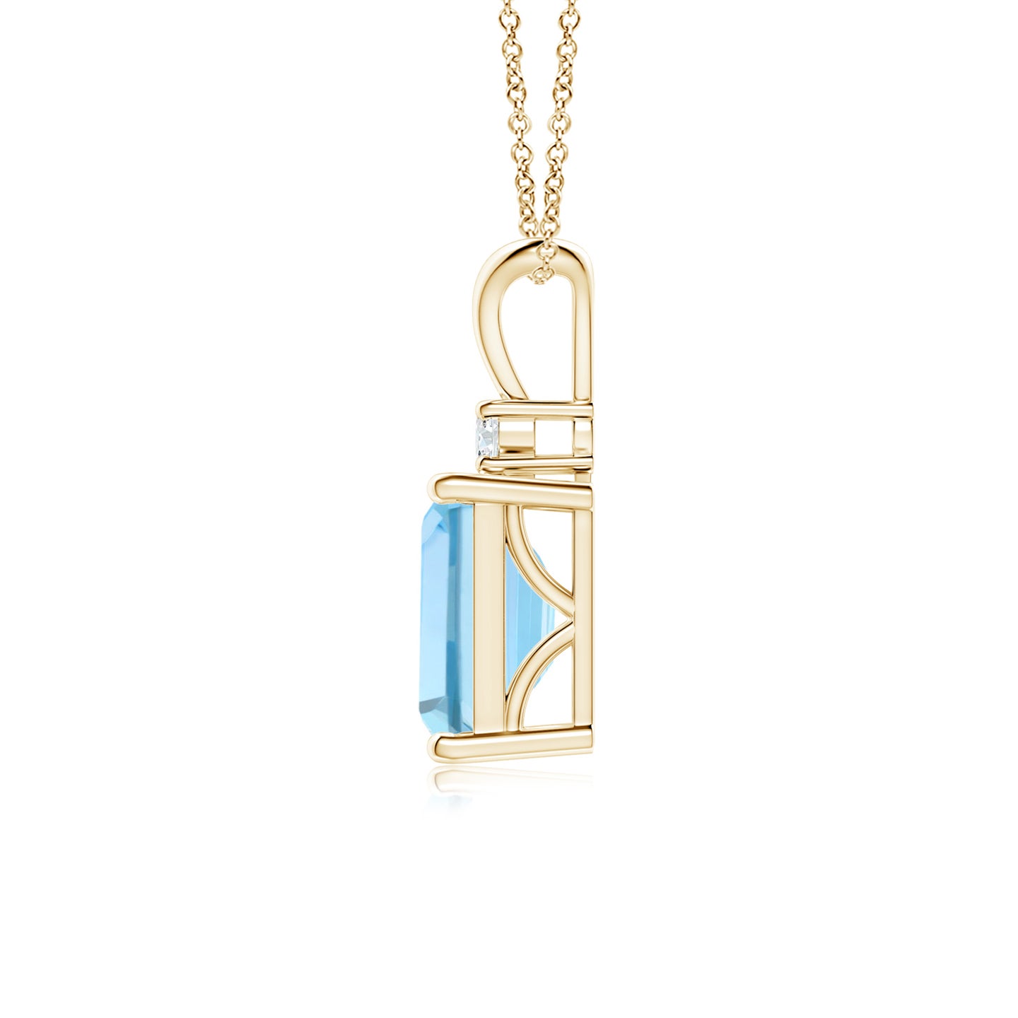 8x6mm AAAA Emerald-Cut Aquamarine Solitaire Pendant with Diamond in Yellow Gold 8x6mm AAAA Emerald-Cut Aquamarine Solitaire Pendant with Diamond in Yellow Gold