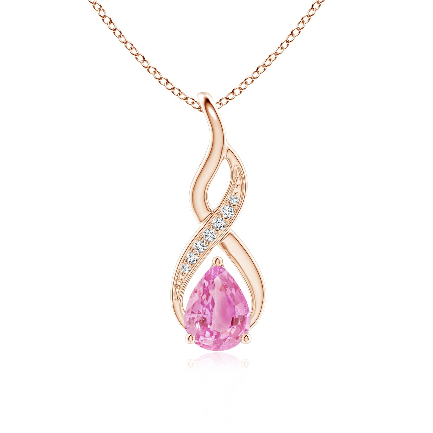 Pink Sapphire Infinity Swirl Pendant With Diamonds - Image 1