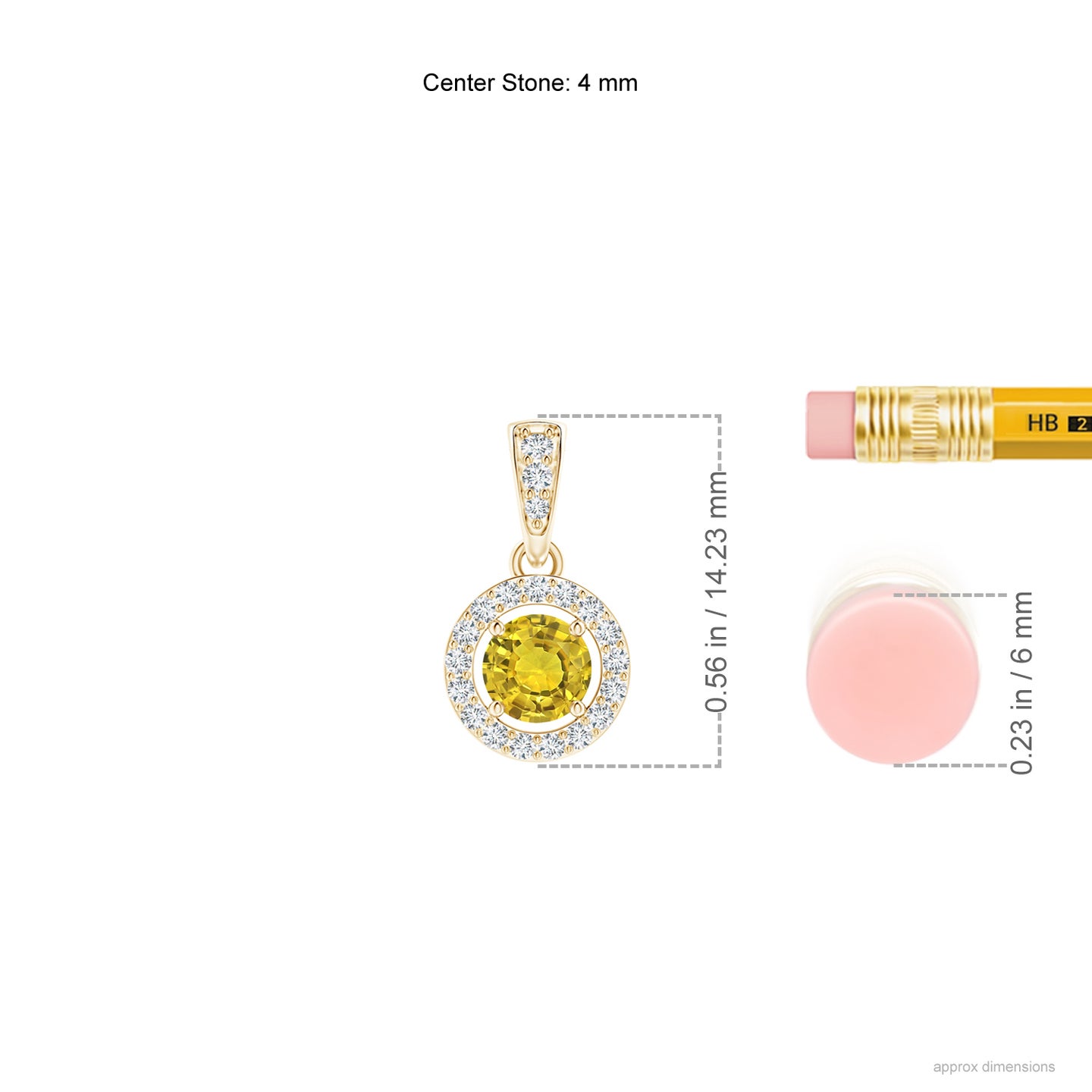 4mm AAAA Floating Yellow Sapphire Pendant with Diamond Halo in Yellow Gold