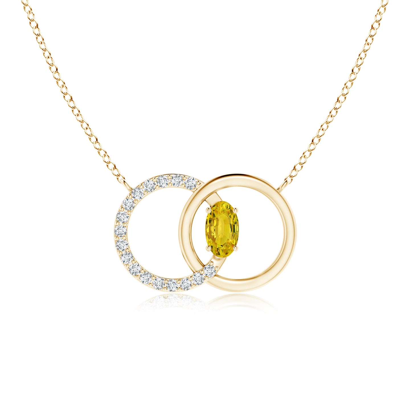 Yellow Sapphire Interlocking Circle Necklace with Diamonds