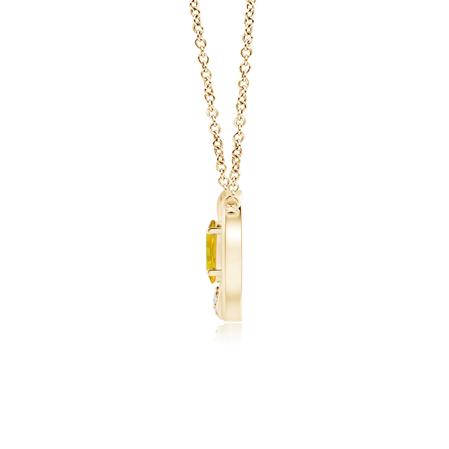 5x3mm AAAA Yellow Sapphire Interlocking Circle Necklace with Diamonds in Yellow Gold